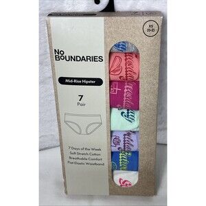 No Boundaries Mid-Rise Hipster 7 Pair Days of the Week Multi Size XS 0-2 NEW